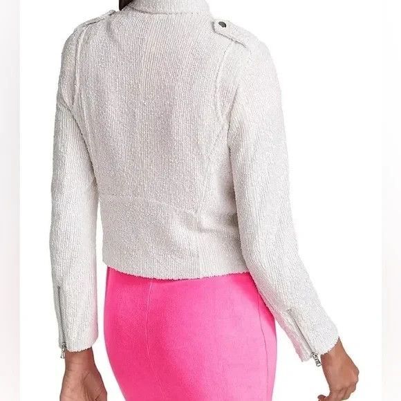 Generation‎ Love Robin Sequined Moto Jacket Zip Up Long White XS $395 - Picture 4 of 8